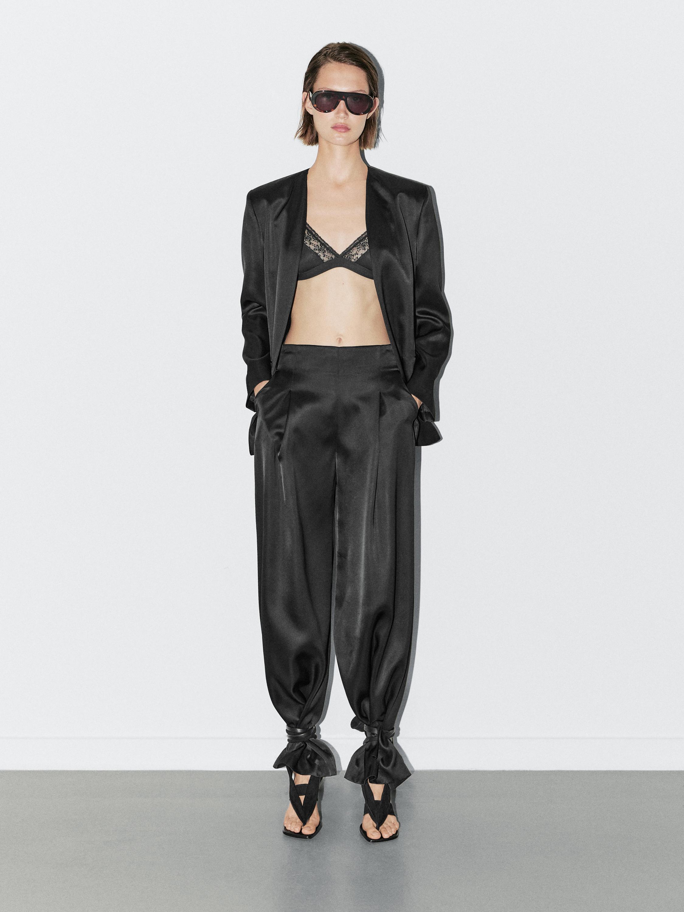 Satin wide-leg trousers